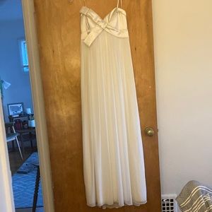 White/cream full length strapless gown